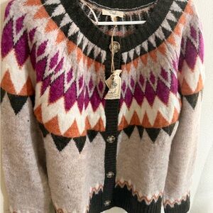NWT Easel Size 1x Multicolor Geometric Knit Cardigan